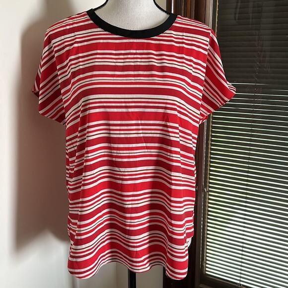 Trouve | Red and White Peekaboo Back Blouse Size M - Picture 1 of 8